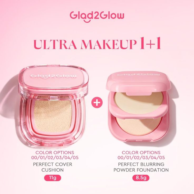 G2G Glad2Glow 2in1 Cushion & Powder Compact Set Oil Control Matte High Coverage Long-Lasting Waterproof
